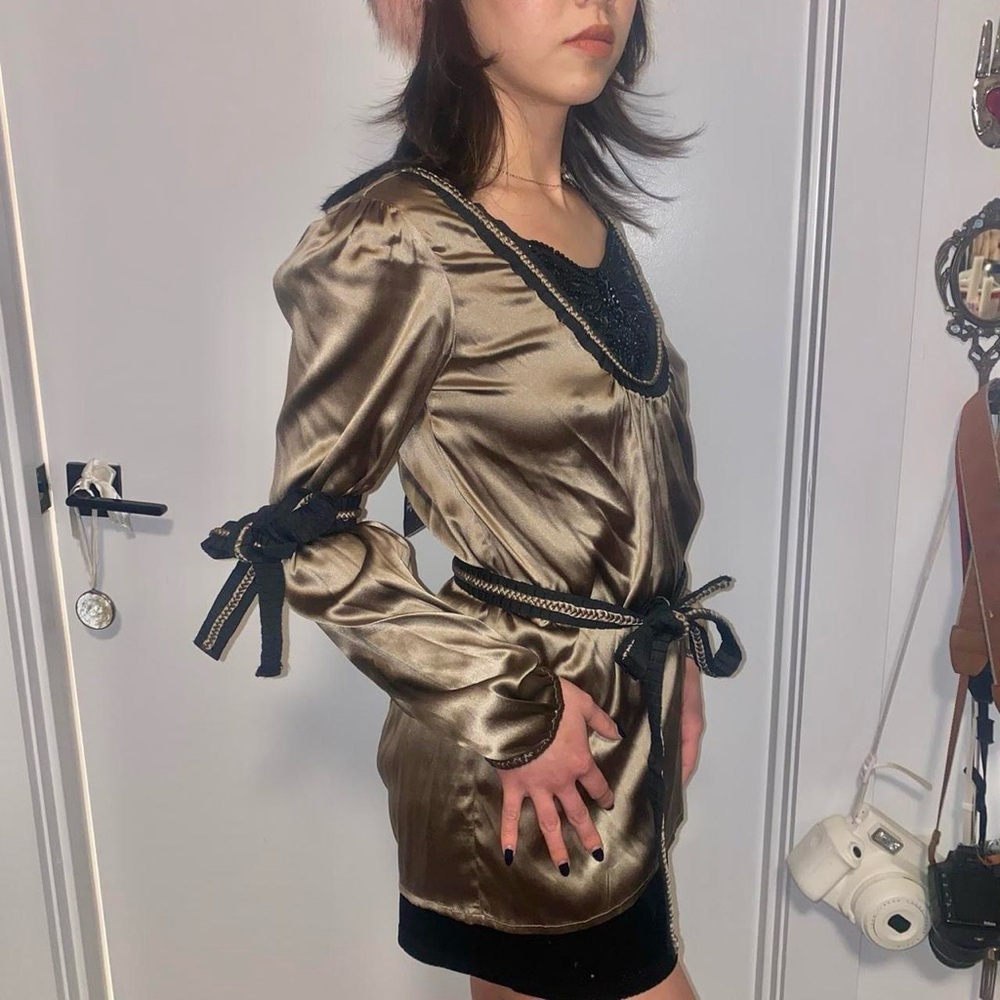 Jean Paul Gaultier NWT Embellished Beaded Silk Satin Wrap Top